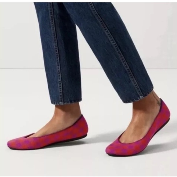 ROTHY’s The Pomegranate Gingham Flats Square Toe Women's Size 11.5 - Picture 2 of 6